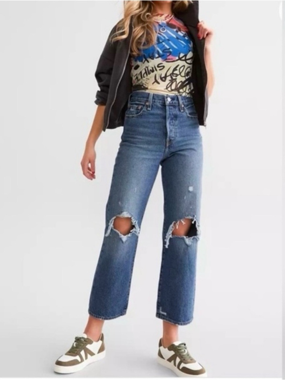 Levi’s • Ribcage Straight Ankle High-Rise Distressed Jeans NWT